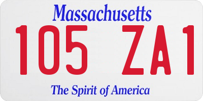 MA license plate 105ZA1
