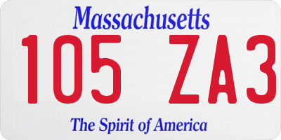 MA license plate 105ZA3