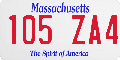 MA license plate 105ZA4