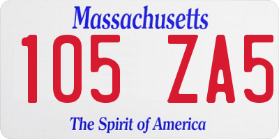 MA license plate 105ZA5