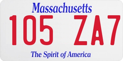 MA license plate 105ZA7