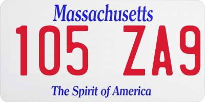 MA license plate 105ZA9