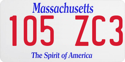 MA license plate 105ZC3