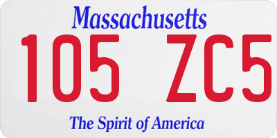 MA license plate 105ZC5