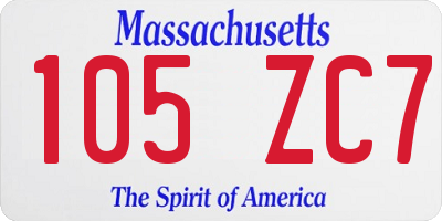 MA license plate 105ZC7