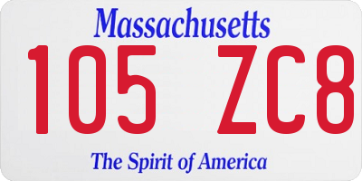 MA license plate 105ZC8