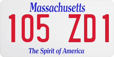 MA license plate 105ZD1