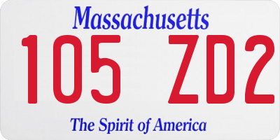 MA license plate 105ZD2