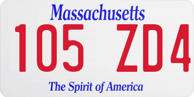 MA license plate 105ZD4