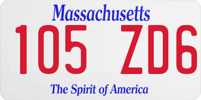 MA license plate 105ZD6