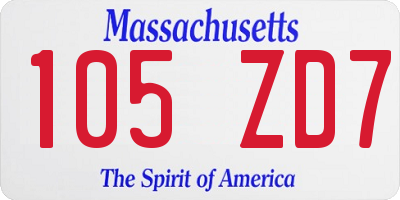 MA license plate 105ZD7