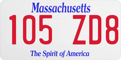 MA license plate 105ZD8