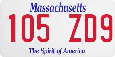 MA license plate 105ZD9