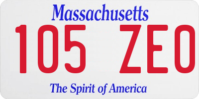 MA license plate 105ZE0