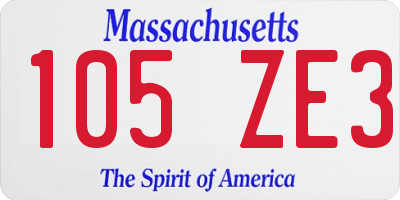 MA license plate 105ZE3