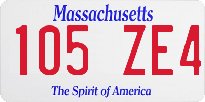 MA license plate 105ZE4