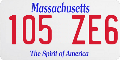 MA license plate 105ZE6