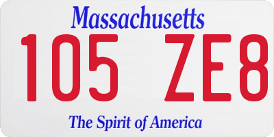 MA license plate 105ZE8