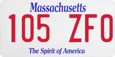MA license plate 105ZF0