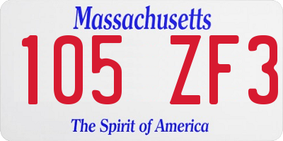 MA license plate 105ZF3