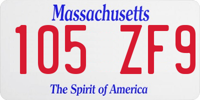 MA license plate 105ZF9