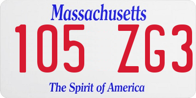 MA license plate 105ZG3