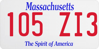 MA license plate 105ZI3