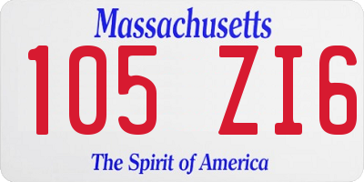 MA license plate 105ZI6