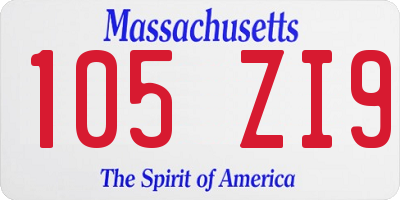 MA license plate 105ZI9