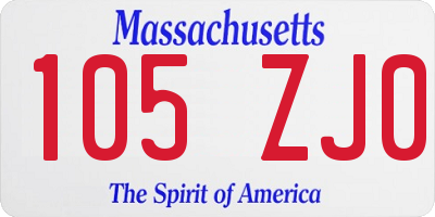 MA license plate 105ZJ0