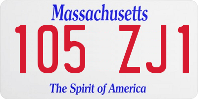 MA license plate 105ZJ1