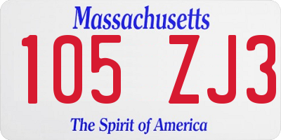 MA license plate 105ZJ3