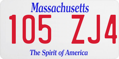 MA license plate 105ZJ4