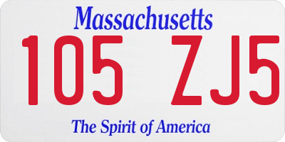 MA license plate 105ZJ5