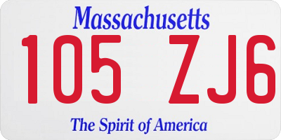 MA license plate 105ZJ6