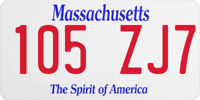 MA license plate 105ZJ7