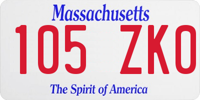 MA license plate 105ZK0