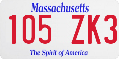 MA license plate 105ZK3
