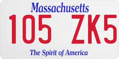 MA license plate 105ZK5