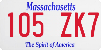 MA license plate 105ZK7