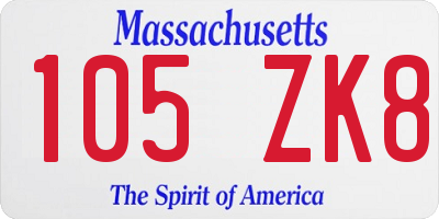 MA license plate 105ZK8