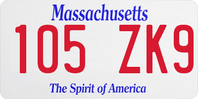 MA license plate 105ZK9