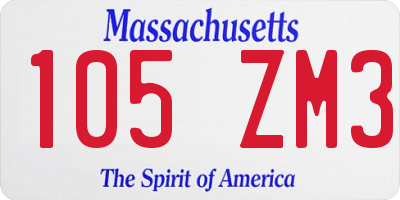 MA license plate 105ZM3