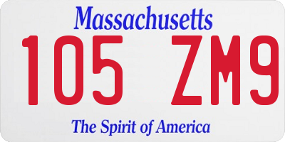 MA license plate 105ZM9