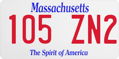 MA license plate 105ZN2