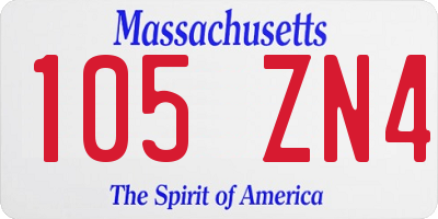 MA license plate 105ZN4