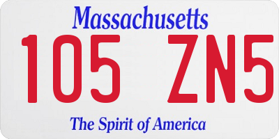 MA license plate 105ZN5