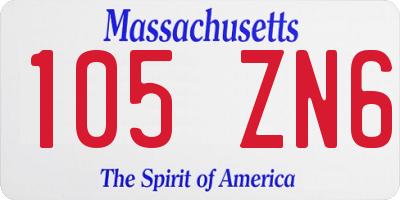 MA license plate 105ZN6