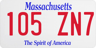 MA license plate 105ZN7