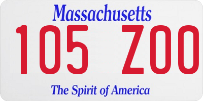 MA license plate 105ZO0